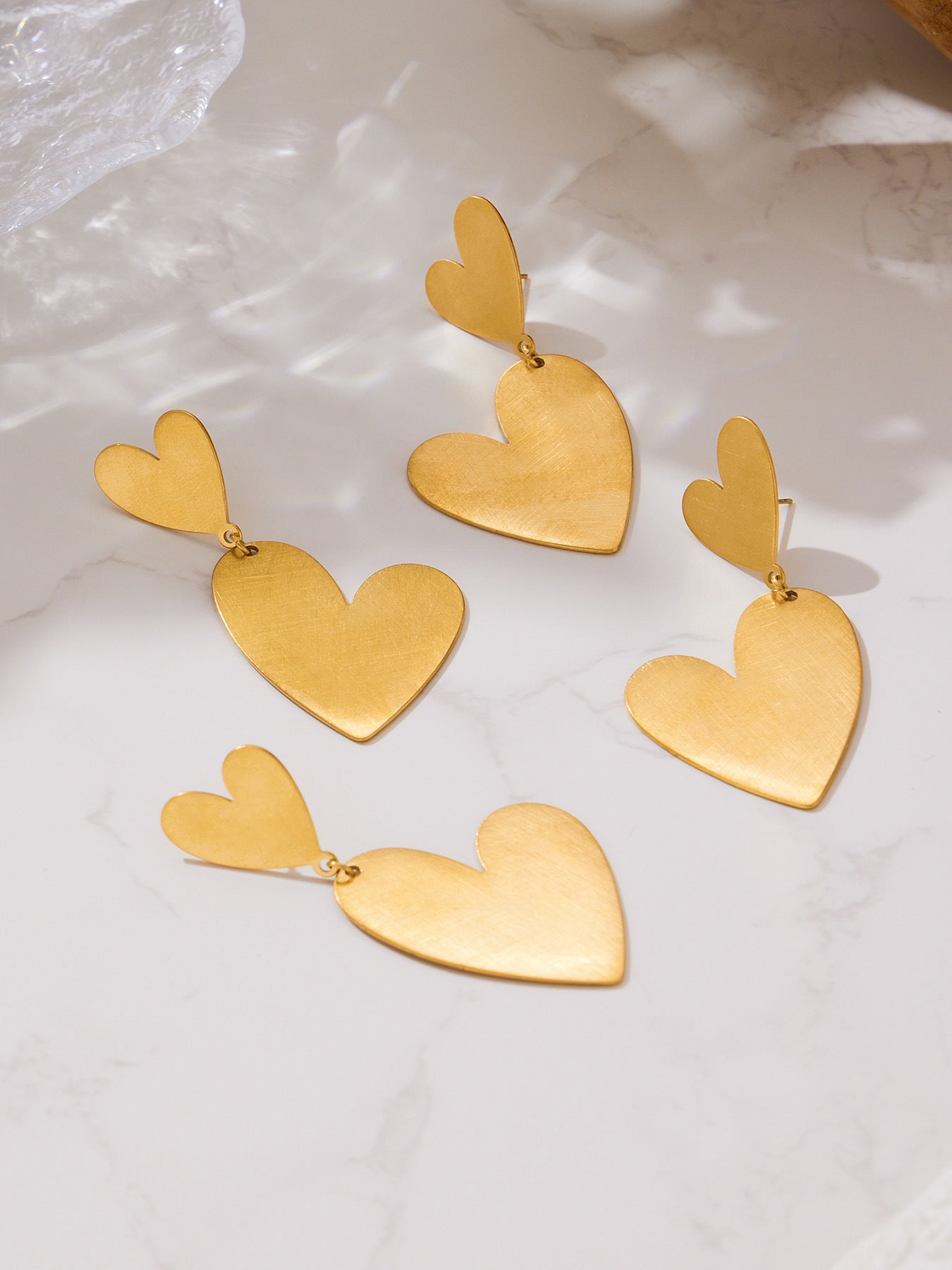 Stainless Steel Heart Sweater Chain Jewelry Set – Long Heart Necklace + Heart Earrings + Heart Ring | Fashion Gift Set