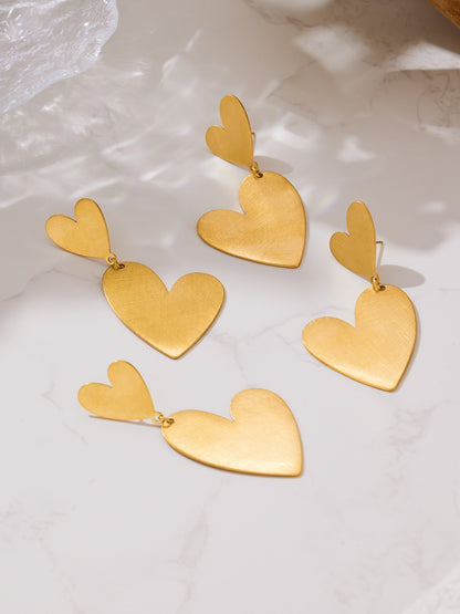 Stainless Steel Heart Sweater Chain Jewelry Set – Long Heart Necklace + Heart Earrings + Heart Ring | Fashion Gift Set