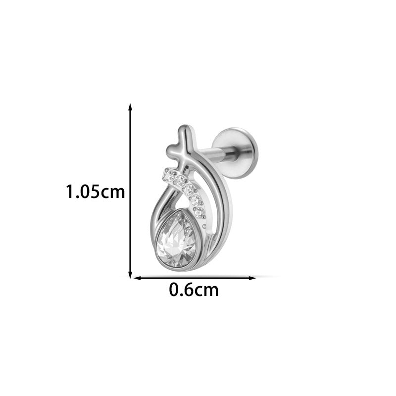 G23 F136 Titanium Geometric Flat Back Labret Stud – Internal Thread Cartilage & Lip Piercing
