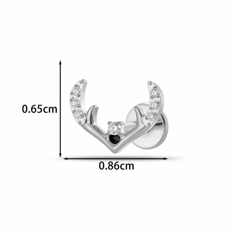 Implant Grade G23 ASTM F136 Titanium CZ Labret Stud | Internal Thread 16G Flat Back Lip & Cartilage Earring