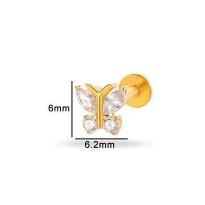 G23/F136 Titanium Zircon Lip & Cartilage Piercing Jewelry | Internally Threaded Studs | Fashionable & Hypoallergenic