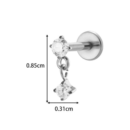 Implant Grade ASTM F136 Titanium Threadless Push Pin Sun Zircon Flat Back Stud | Geometric Helix Cartilage Tragus Lip Piercing Jewelry