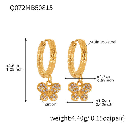 Butterfly Zircon Stackable Earrings Set – Stainless Steel Layered Hoop & Stud Combination | WANTI Jewelry
