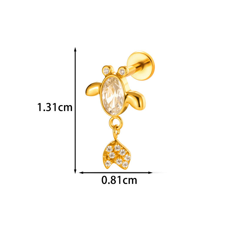 G23/F136 Titanium Internal Thread Lip & Cartilage Moon Stud