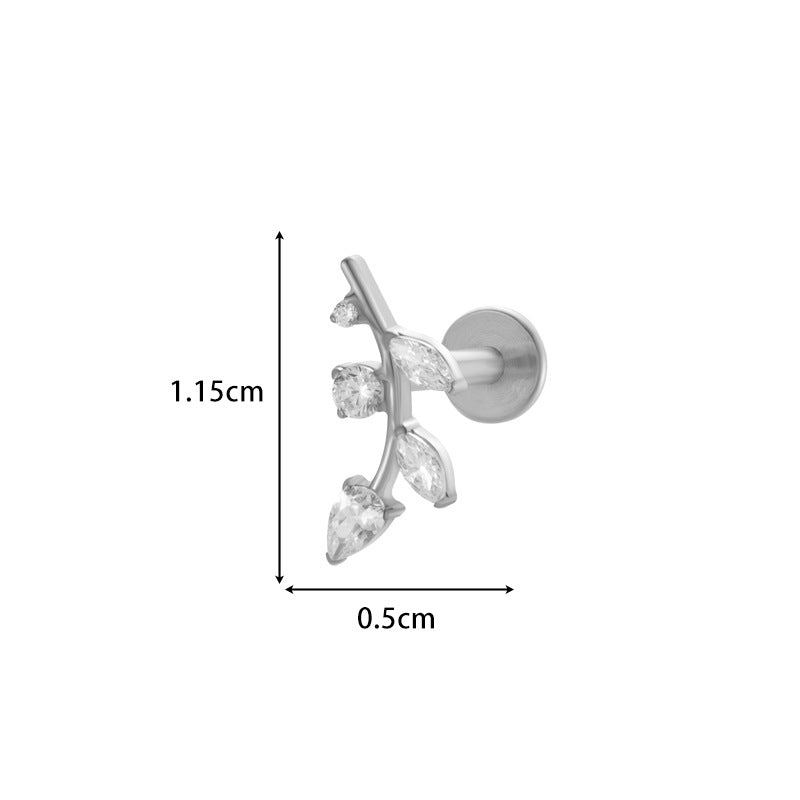 F136 Titanium Internally Threaded CZ Cartilage Stud Earrings – Flat Back Piercing Jewelry