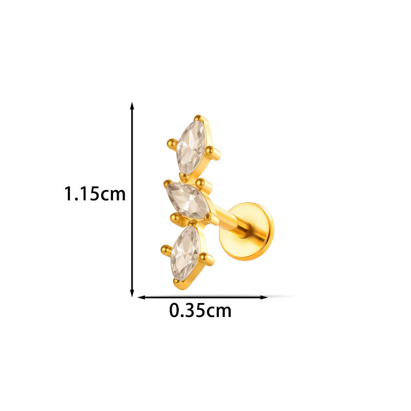 G23/F136 Titanium Internal Thread Lip & Cartilage Studs – Heart, Cross & 10 Classic Designs | Gold & Silver