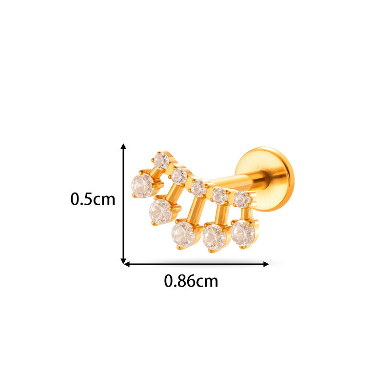 G23/F136 Titanium Heart & Snake Design Internally Threaded Lip Labret Studs | Zircon Piercing Jewelry for Cartilage, Helix, Tragus, and Lip