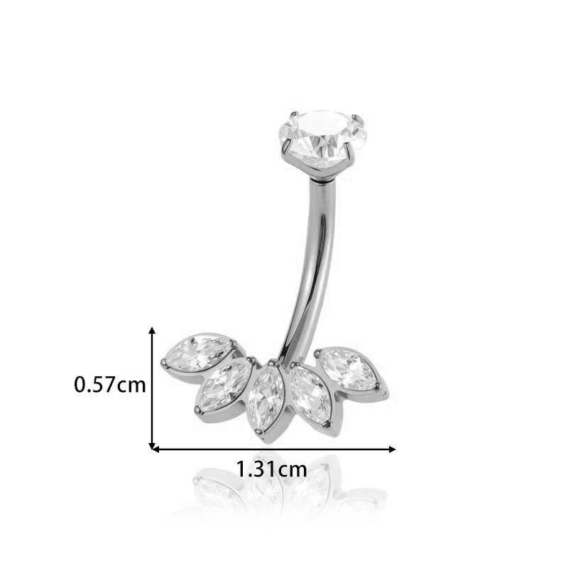 G23/F136 Titanium Flower CZ Internally Threaded Belly Button Ring – Stylish Navel Piercing Jewelry