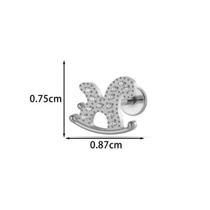 G23/F136 Titanium CZ Heart Flower Carousel Internal Thread Lip & Cartilage Stud | 10 Styles