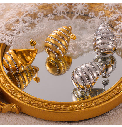 Waterdrop Glass Stone Stainless Steel Stud Earrings – Modern Elegant Hypoallergenic Fashion Earrings