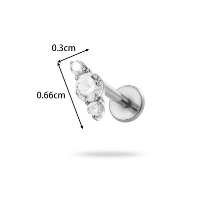 Implant Grade G23 ASTM F136 Titanium Geometric Labret Stud | Push Pin Flat Back 16G Lip & Cartilage Piercing Jewelry