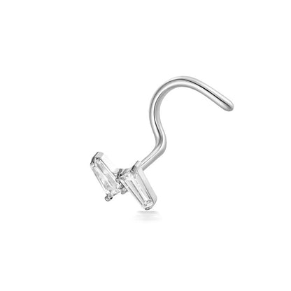 Implant Grade ASTM F136 Titanium Star Lightning Nose Stud S-Bend CZ Nose Stud Nostril Piercing Jewelry Hypoallergenic