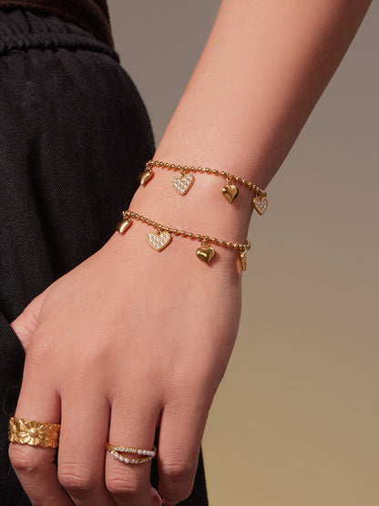 Hollow Heart Zircon Stainless Steel Necklace Bracelet Anklet Earrings – Minimalist Romantic Jewelry Set