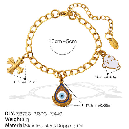 Gold-Plated Stainless Steel Halloween / Christmas Heart & Tree Tassel Pendant Bracelet | Elegant Festive Jewelry