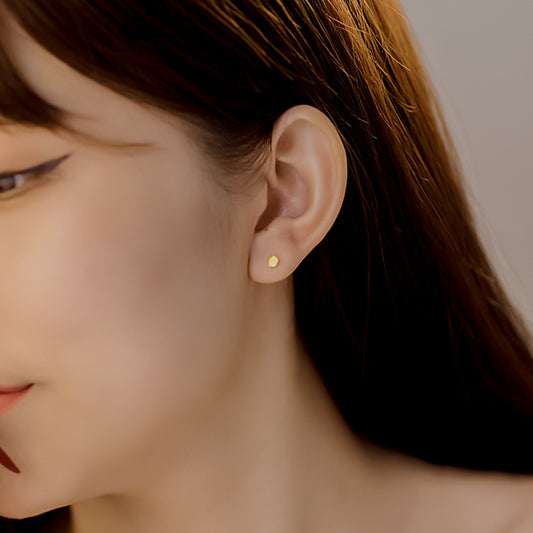 14K Solid Gold Geometric Piercing Studs – Minimalist, Hypoallergenic Earrings for Everyday & Stacking