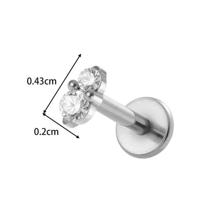 Implant Grade ASTM F136 Titanium Threadless Push Pin Zircon Geometric Flat Back Stud | Cartilage Helix Tragus Lip Piercing Jewelry