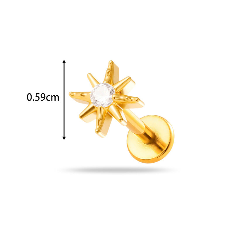 Implant Grade ASTM F136 Titanium Threadless Push Pin Zircon Flat Back Stud | Minimal Helix Cartilage Tragus Lip Piercing Jewelry