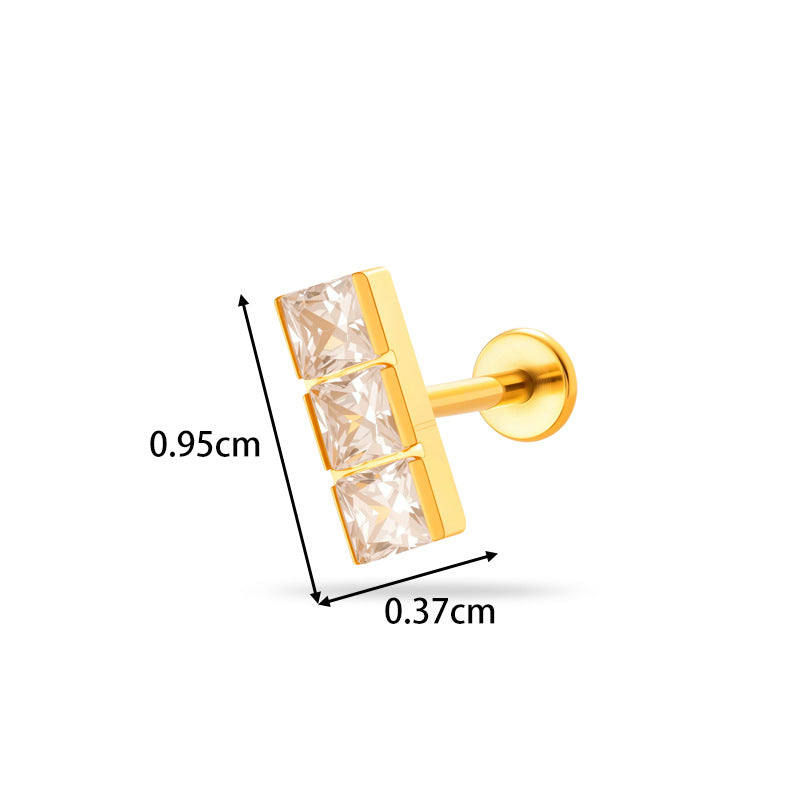 G23/F136 Titanium Zircon Piercing Studs | Internally Threaded Lip Labret & Cartilage Jewelry for Sensitive Skin