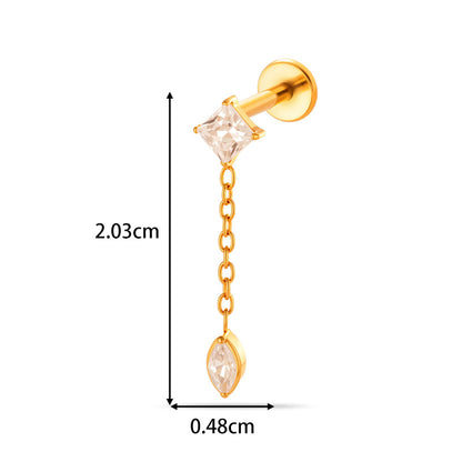 G23/F136 Titanium CZ Labret Studs | Internally Threaded Flat Back Lip & Cartilage Piercing Jewelry