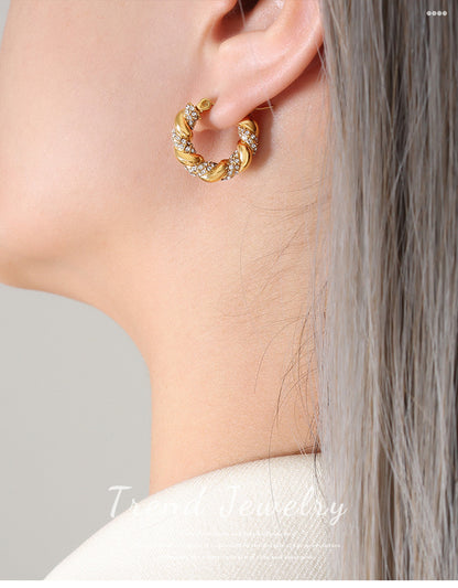 Stainless Steel Zircon Hoop Earrings Set | Modern Minimalist Sparkling Fashion Jewelry