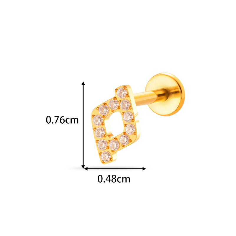 G23/F136 Titanium Internally Threaded Zircon Piercing Jewelry Lip Stud & Cartilage Earring – Elegant Sparkle Design, 1.2×8mm Rod, Gold & Silver