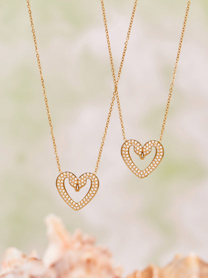 Stainless Steel Zircon Double Swan Heart Necklace, Bracelet, Ring & Earrings Jewelry Set