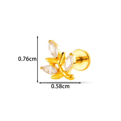 Implant Grade G23 ASTM F136 Titanium Micro CZ Flat Back Cartilage Stud | Internal Thread 16G Helix Tragus Earring