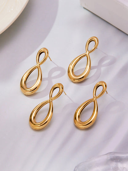 Stainless Steel Retro Geometric Earrings | Figure-8 & Square Shaped Minimalist Hoop Earrings | High-End Fashion Jewelry