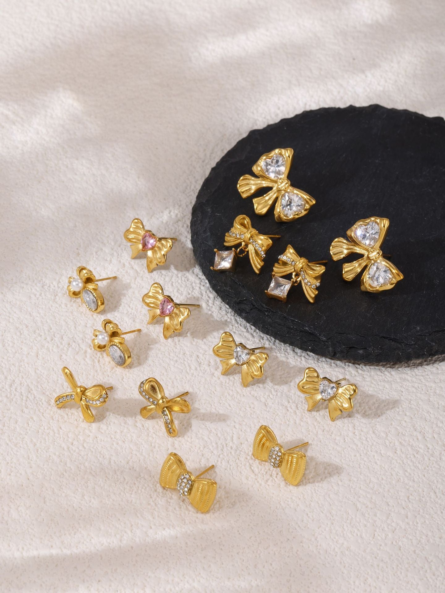 Stainless Steel Butterfly Earrings Rhinestone & Glass Stone Fashion Earrings