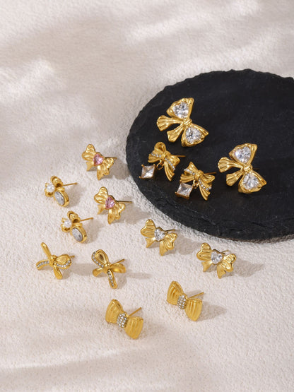 Stainless Steel Butterfly Earrings Rhinestone & Glass Stone Fashion Earrings