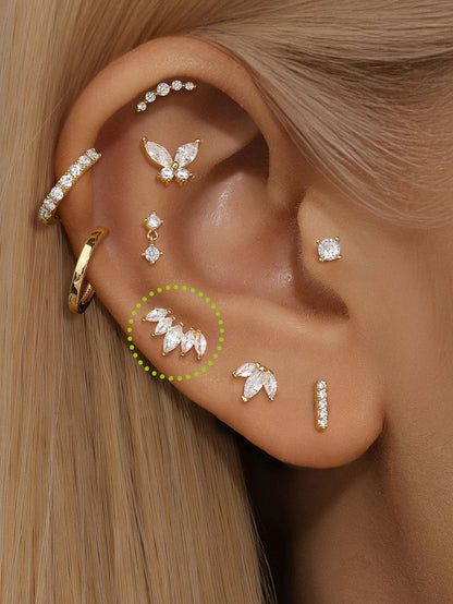 14K Gold Marquise Zircon Cluster Stud Earrings – Delicate, Hypoallergenic & Eye-Catching