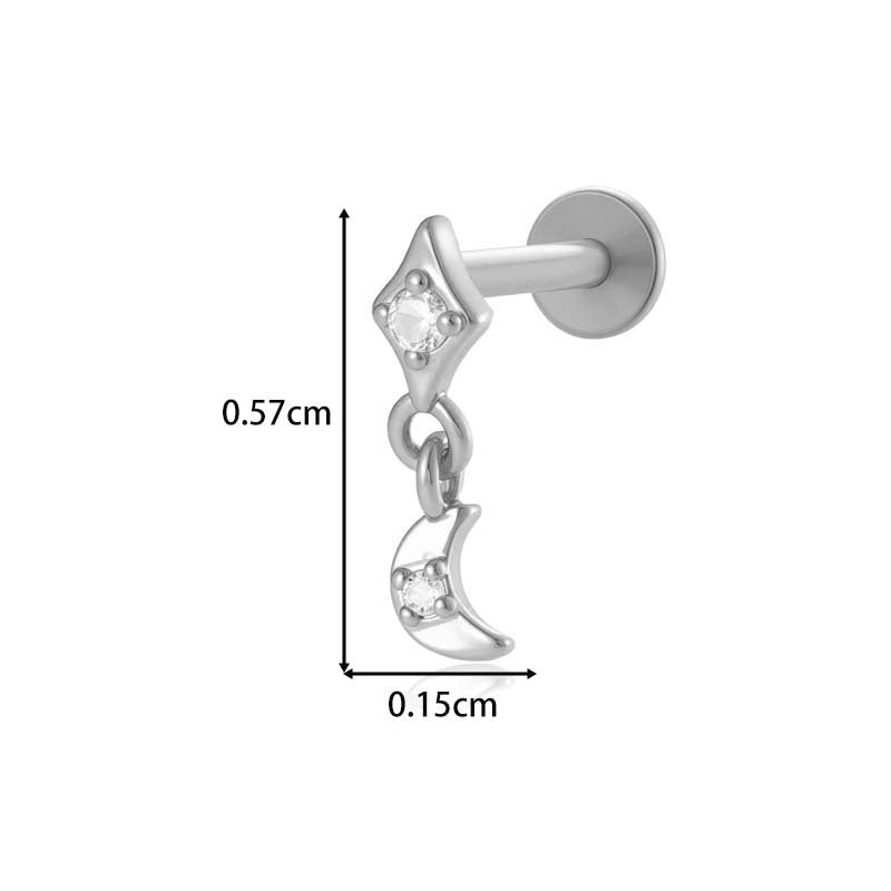 Titanium Internally Threaded  CZ Cartilage Stud – Hypoallergenic Piercing Jewelry