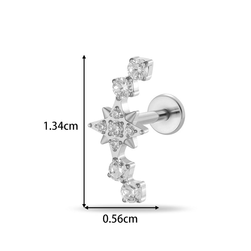 G23/F136 Titanium Zircon Piercing Studs | Internally Threaded Lip Labret & Cartilage Jewelry for Sensitive Skin