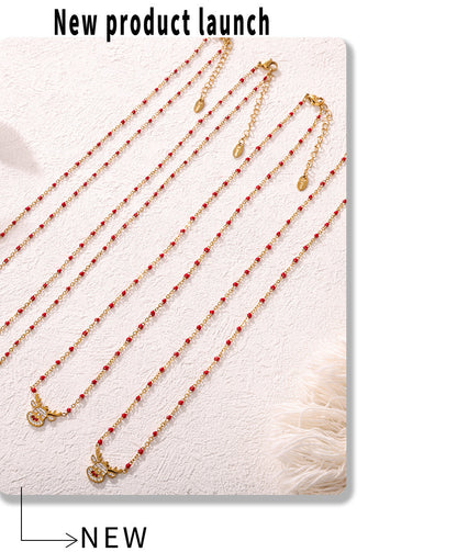 Gold Stainless Steel Christmas Bell & Reindeer Zircon Pendant Necklace | Festive Holiday Jewelry Gift