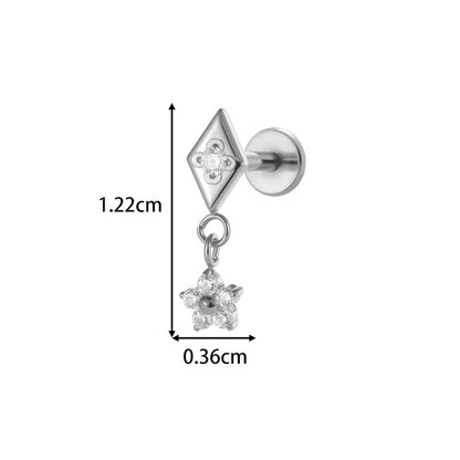 G23/F136 Titanium Star & Teardrop Dangle Flat Back Internally Threaded Labret Studs | Hypoallergenic Piercing Jewelry for Lip, Ear, Cartilage