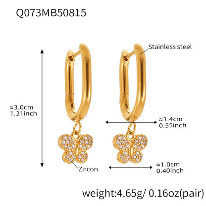 Butterfly Zircon Stackable Earrings Set – Stainless Steel Layered Hoop & Stud Combination | WANTI Jewelry