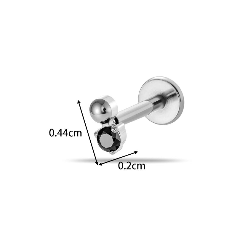 G23/F136 Titanium CZ Labret Studs | Internally Threaded Flat Back Lip & Cartilage Piercing Jewelry