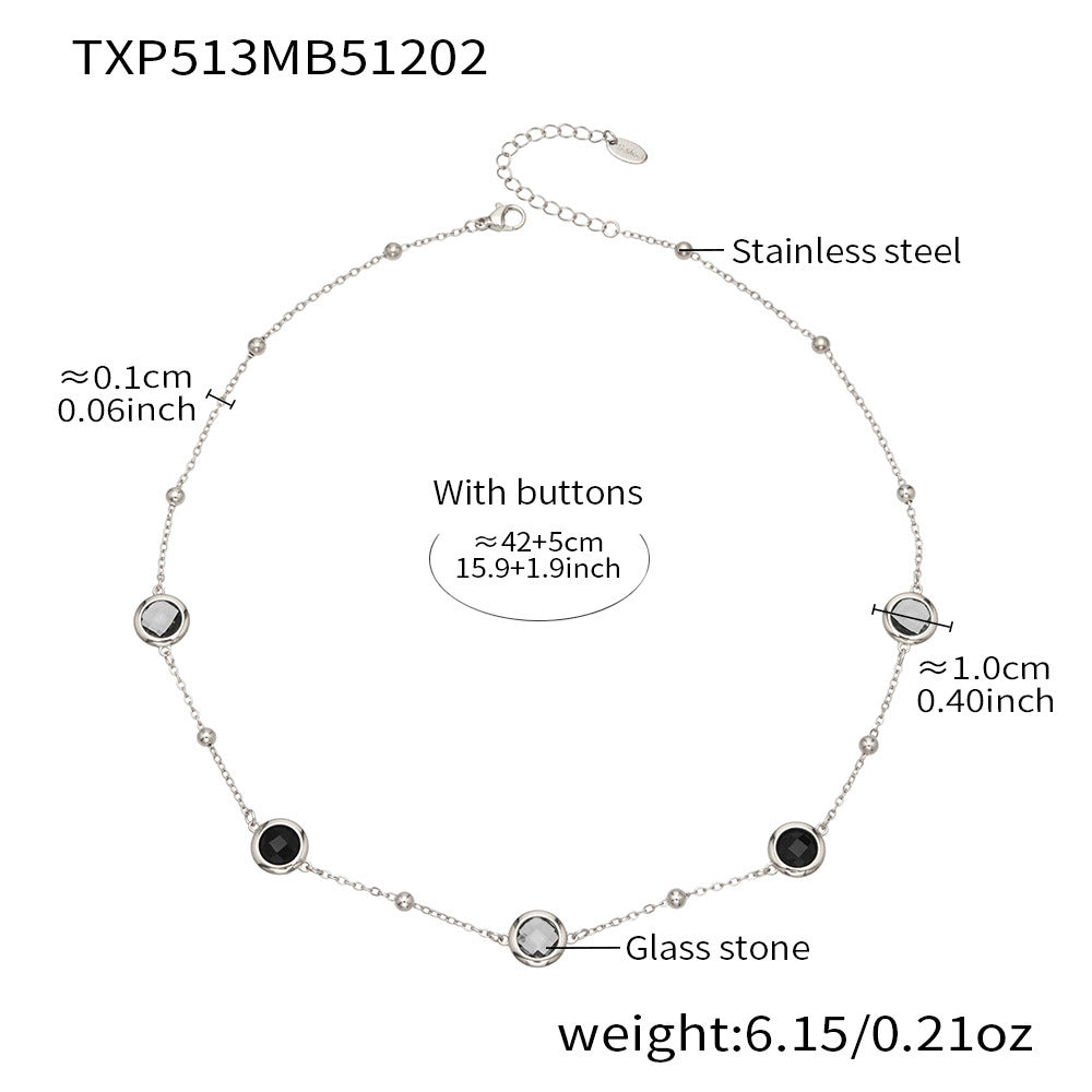 Candy Color Glass Stone Jewelry Set – Stainless Steel Necklaces, Bracelets & Earrings