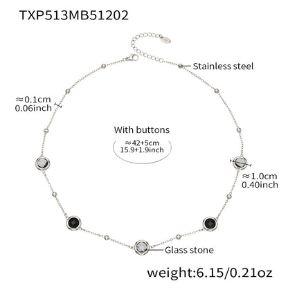 Candy Color Glass Stone Jewelry Set – Stainless Steel Necklaces, Bracelets & Earrings