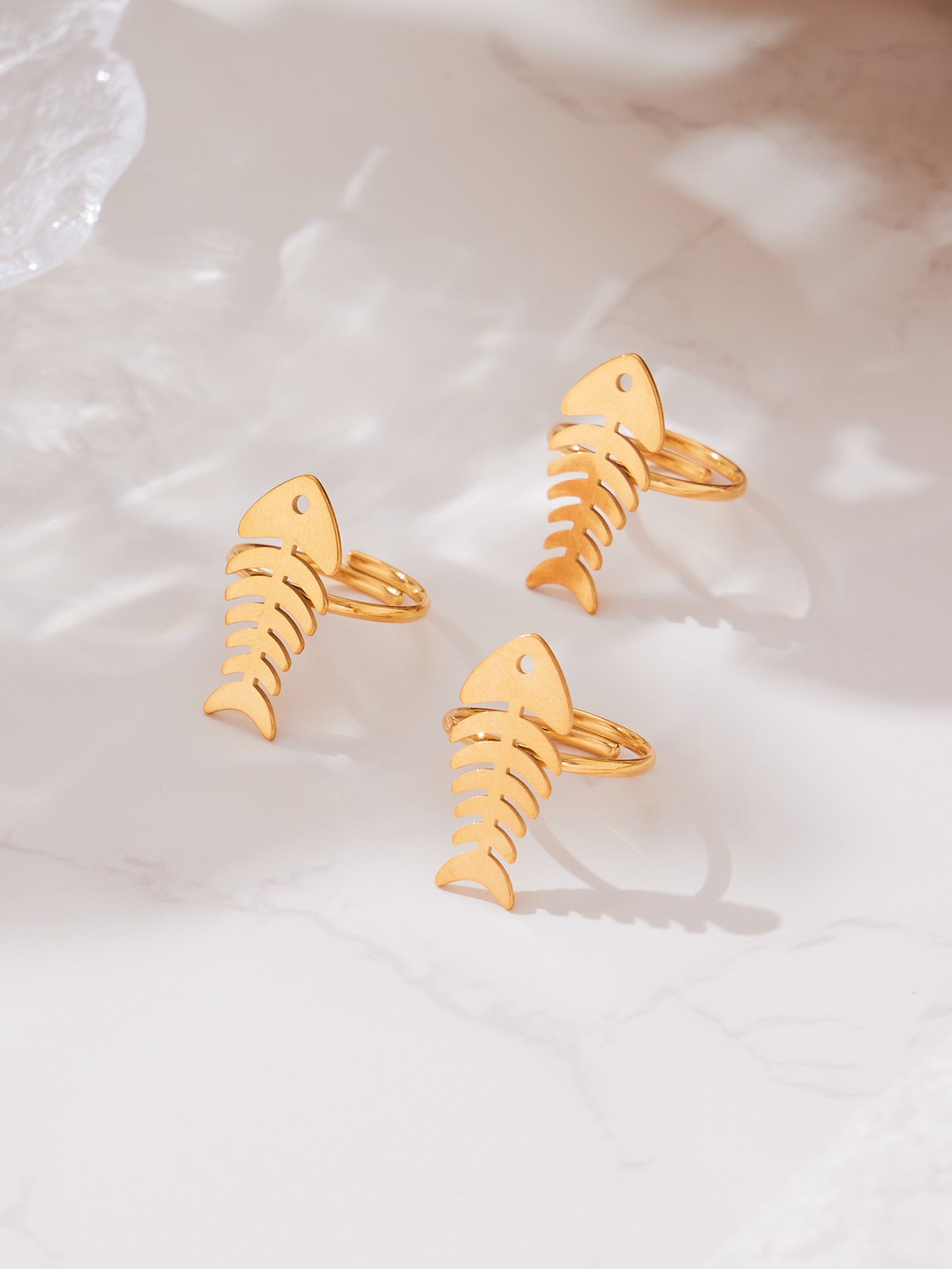 Hollow Fishbone Heart Necklace, Earrings & Ring Set – Long Sweater Chain Jewelry, Fashion Statement Set for Women