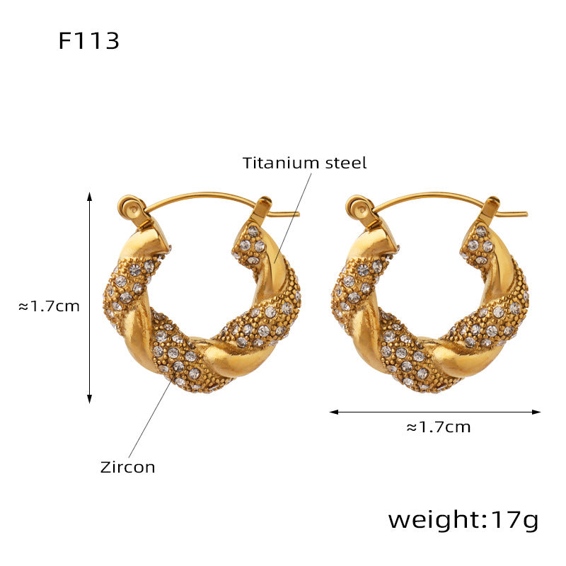 Stainless Steel Zircon Hoop Earrings Set | Modern Minimalist Sparkling Fashion Jewelry