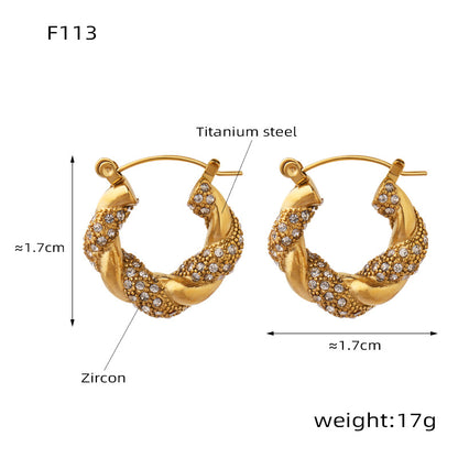 Stainless Steel Zircon Hoop Earrings Set | Modern Minimalist Sparkling Fashion Jewelry