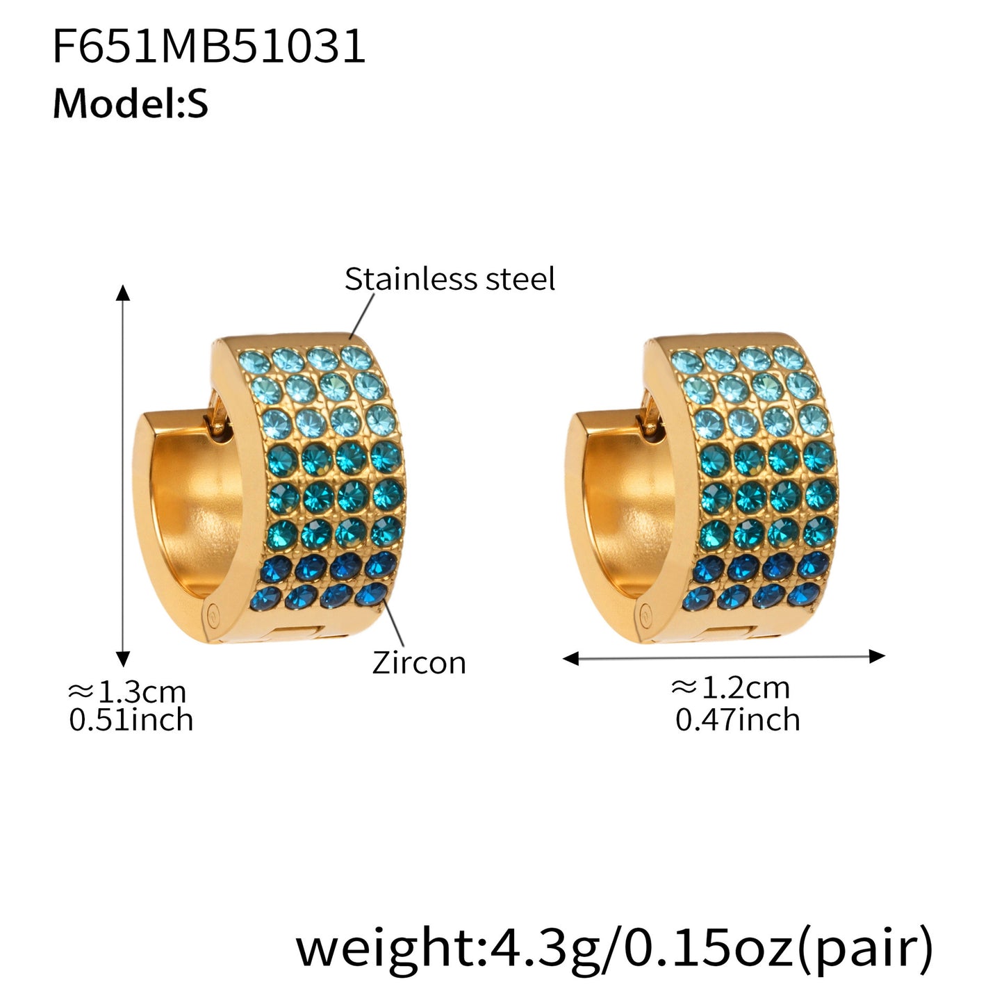 Stainless Steel Colorful Zircon Round Hoop Earrings Set – Modern Minimalist Retro Luxury Hoops