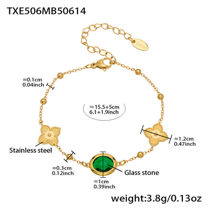 Stainless Steel Oval Gemstone Jewelry Series – Long Pendant Necklace · Bracelet · Drop Earrings | WANTI Jewelry