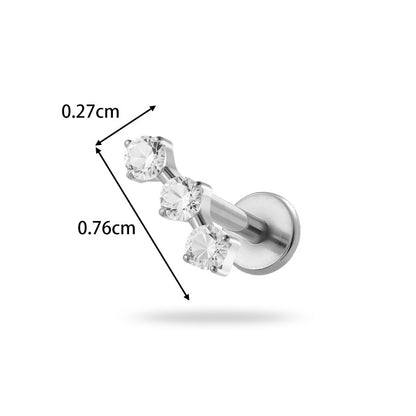 Implant Grade G23 ASTM F136 Titanium Geometric Labret Stud | Push Pin Flat Back 16G Lip & Cartilage Piercing Jewelry