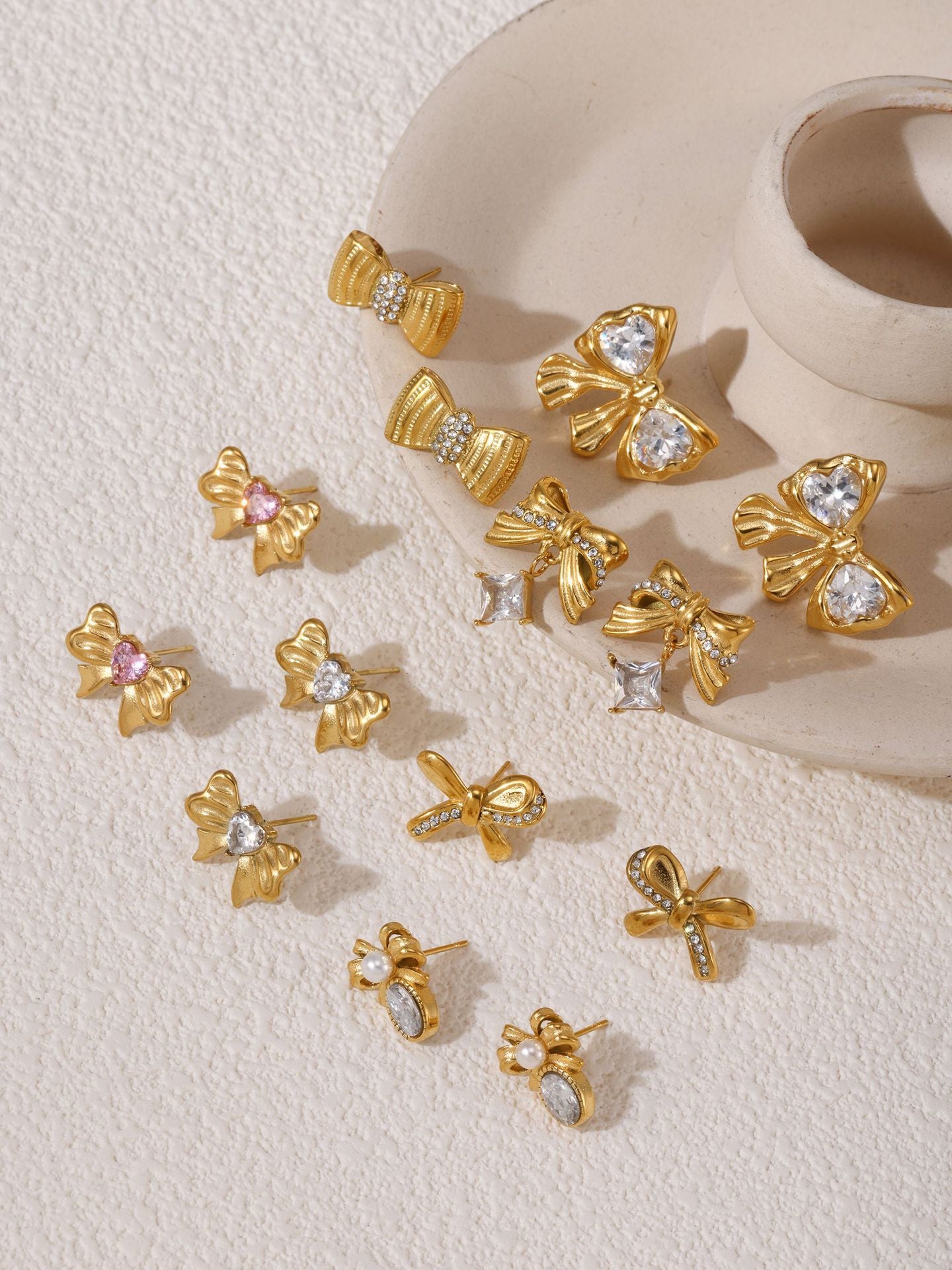 Stainless Steel Butterfly Earrings Rhinestone & Glass Stone Fashion Earrings
