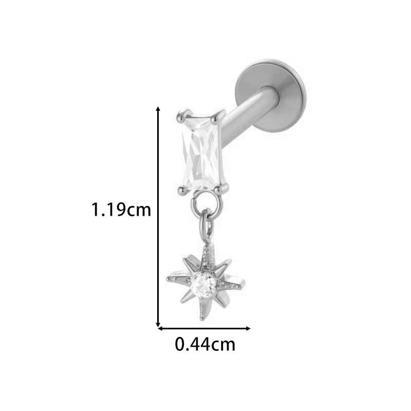 F136 Titanium Internally Threaded Dangling CZ Cartilage Stud – Hypoallergenic Piercing Jewelry