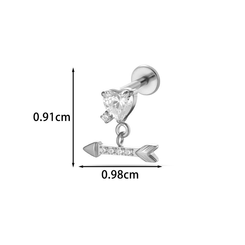 G23/F136 Titanium Internal Thread Lip & Cartilage Moon Stud