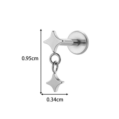 Implant Grade ASTM F136 Titanium Threadless Push Pin Moon Star Flat Back Stud | Minimalist Helix Cartilage Tragus Lip Piercing Jewelry