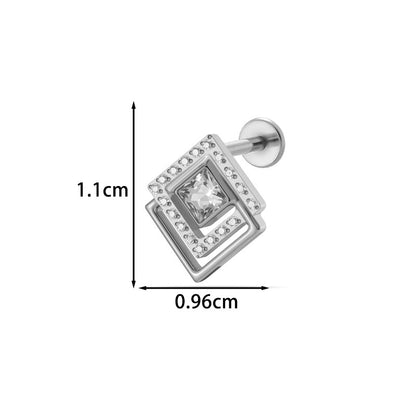 G23 F136 Titanium Geometric Flat Back Labret Stud – Internal Thread Cartilage & Lip Piercing